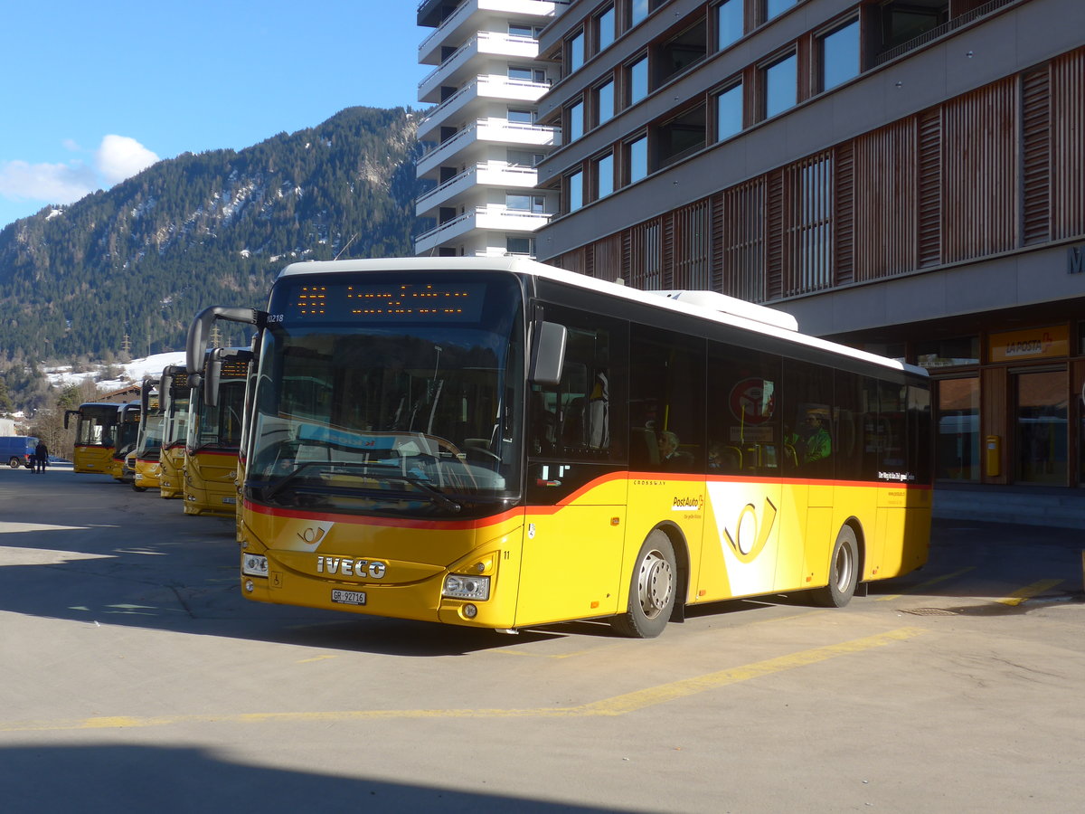 (215'017) - Fontana, Ilanz - Nr. 11/GR 92'716 - Iveco am 1. M�rz 2020 beim Bahnhof Ilanz