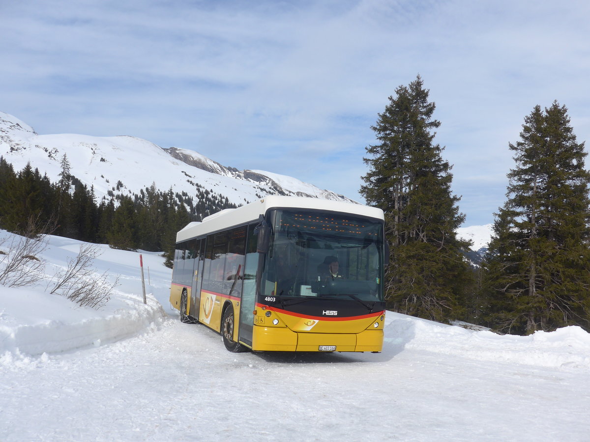 (215'086) - PostAuto Bern - BE 403'166 - Scania/Hess (ex AVG Meiringen Nr. 66; ex Steiner, Messen) am 8. M�rz 2020 in Grindelwald, Sch�rmstutz