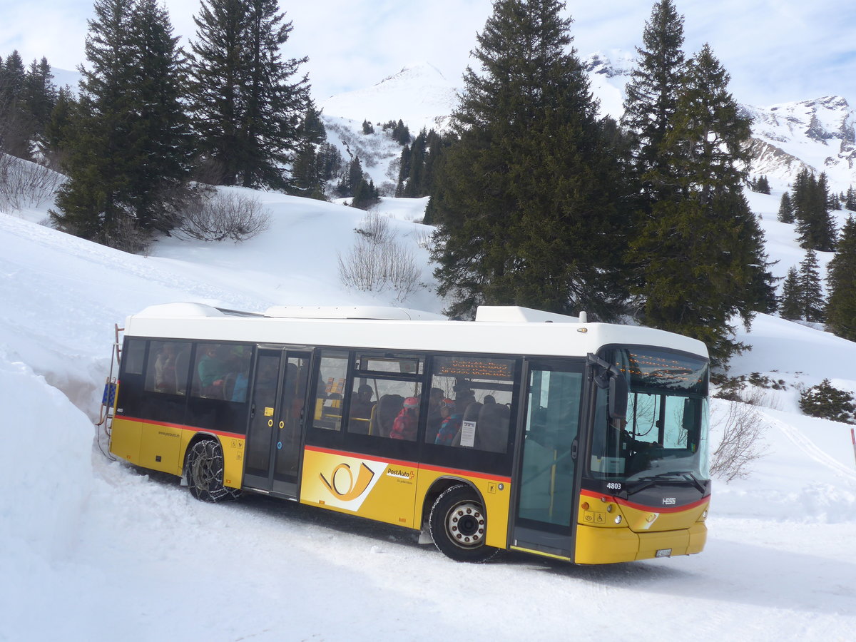 (215'087) - PostAuto Bern - BE 403'166 - Scania/Hess (ex AVG Meiringen Nr. 66; ex Steiner, Messen) am 8. M�rz 2020 in Grindelwald, Sch�rmstutz