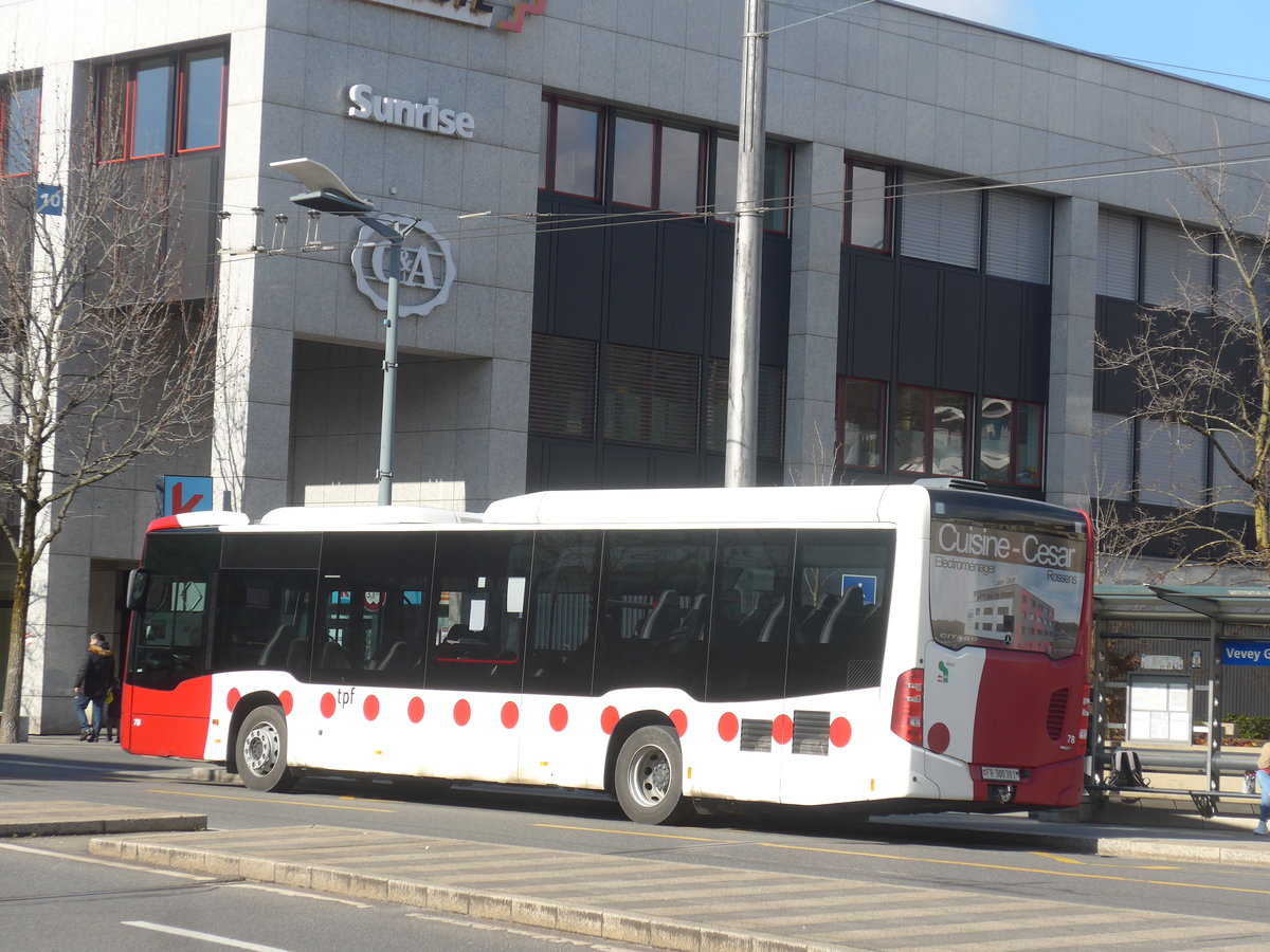 (215'175) - TPF Fribourg - Nr. 78/FR 300'381 - Mercedes am 14. Mrz 2020 beim Bahnhof Vevey