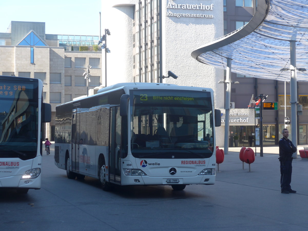 (215'196) - Knecht, Windisch - Nr. 450/AG 7999 - Mercedes am 15. M�rz 2020 beim Bahnhof Aarau