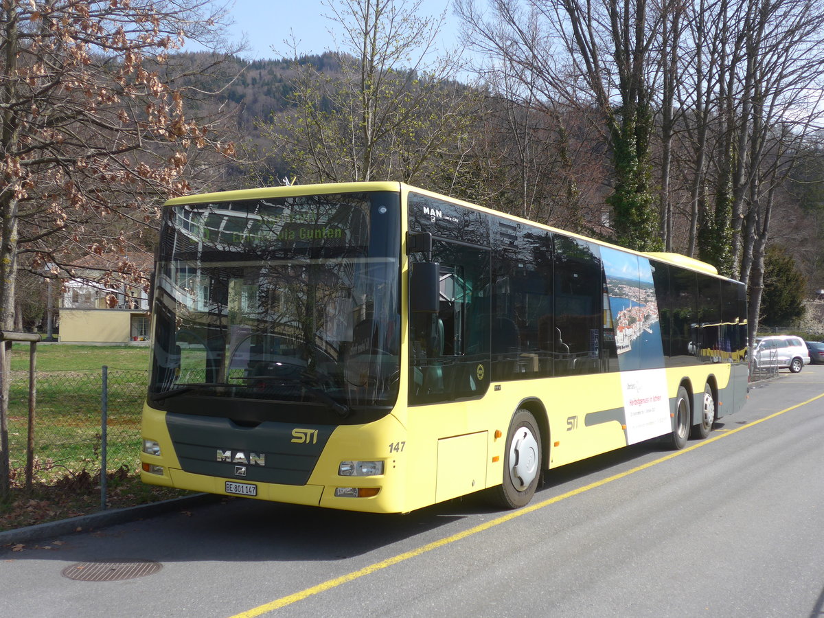 (215'354) - STI Thun - Nr. 147/BE 801'147 - MAN am 21. M�rz 2020 bei der Schiffl�ndte Thun