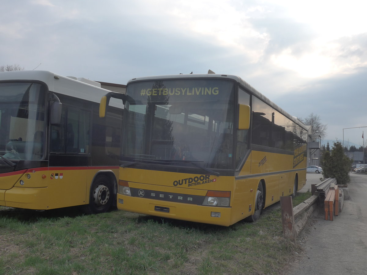 (215'656) - Outdoor Interlaken, Matten - Setra (ex Autopostale, Muggio; ex AutoPostale Ticino Nr. 500; ex Marchetti, Airolo) am 28. Mrz 2020 in Interlaken, Postgarage