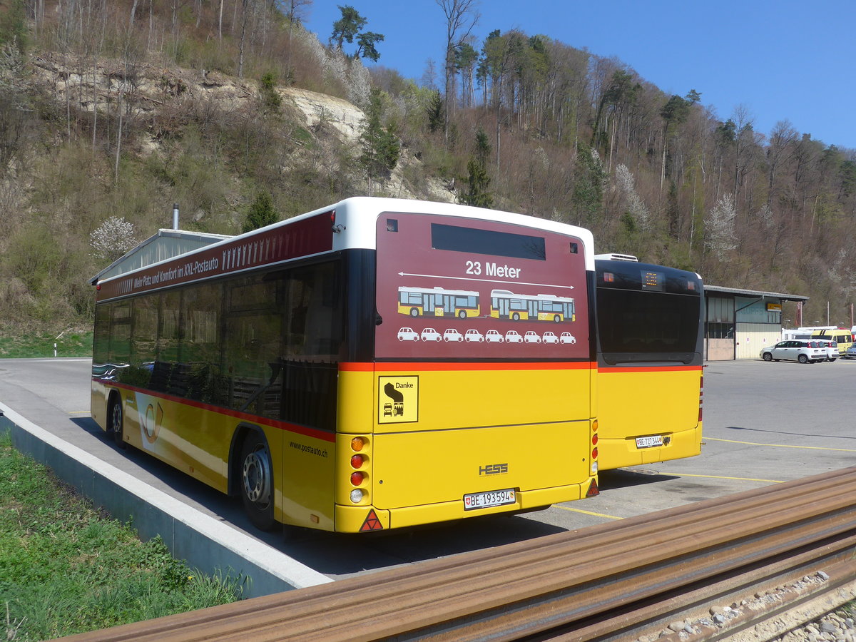 (216'008) - PostAuto Bern - BE 193'594 - Lanz+Marti/Hess Personenanh�nger (ex Klopfstein, Laupen) am 11. April 2020 in Laupen, Garage