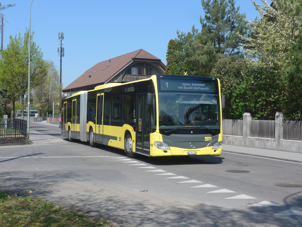 (216'042) - STI Thun - Nr. 705/BE 754'705 - Mercedes am 13. April 2020 in Thun, Scherzligen/Schadau