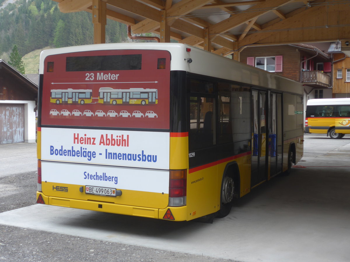 (216'320) - PostAuto Bern - BE 499'063 - Lanz+Marti/Hess Personenanhnger (ex VBL Luzern Nr. 310) am 21. April 2020 in Stechelberg, Garage