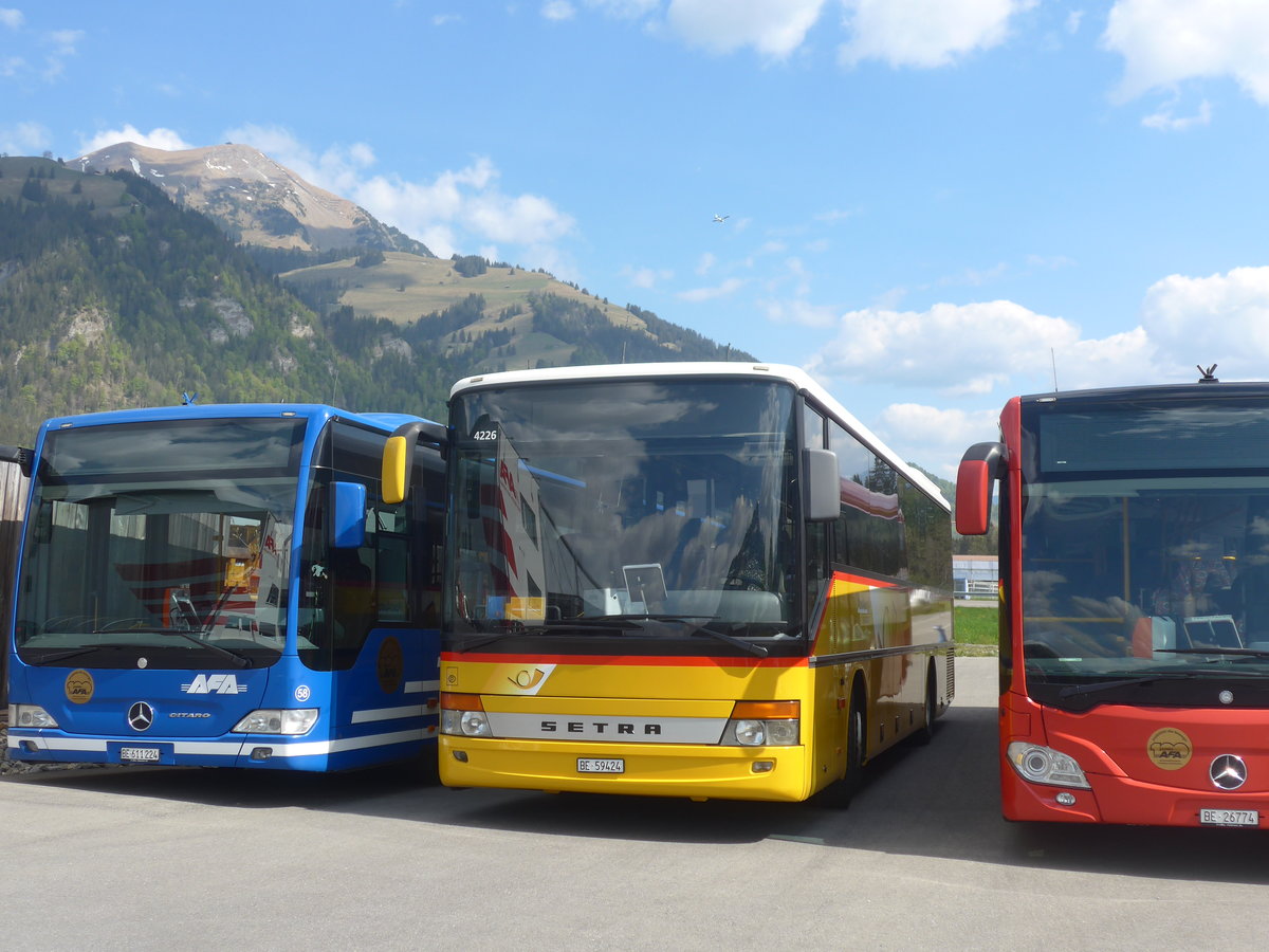 (216'411) - Flck, Brienz - Nr. 7/BE 59'424 - Setra am 24. April 2020 in Frutigen, Garage AFA