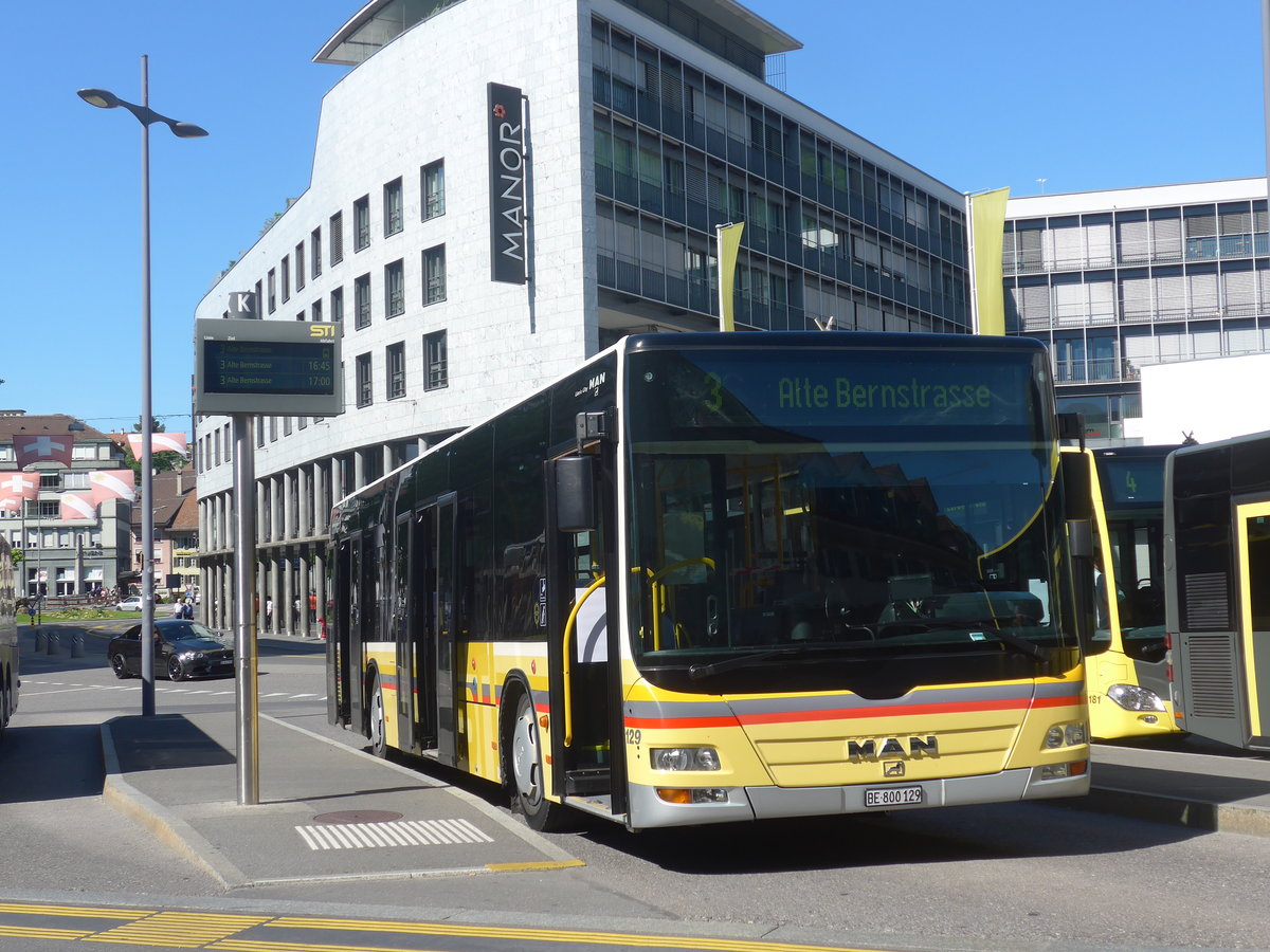 (217'181) - STI Thun - Nr. 129/BE 800'129 - MAN am 21. Mai 2020 beim Bahnhof Thun