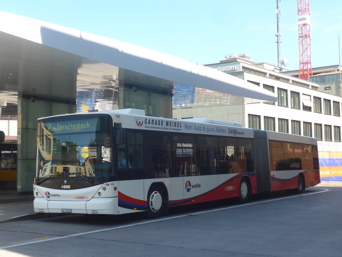 (217'376) - RVBW Wettingen - Nr. 140/AG 19'403 - Scania/Hess am 30. Mai 2020 beim Bahnhof Baden