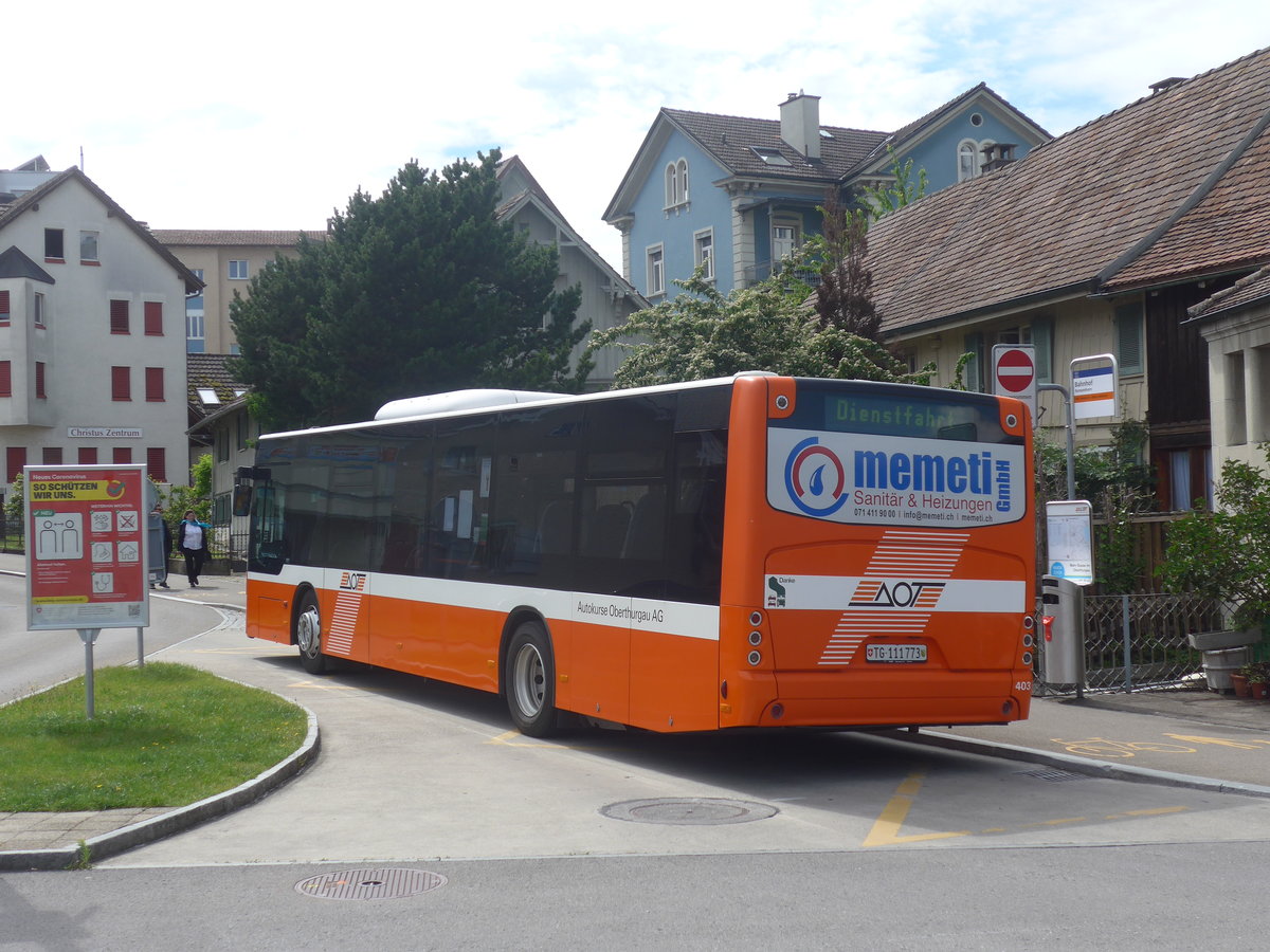 (217'775) - AOT Amriswil - Nr. 403/TG 111'773 - Neoplan (ex Nr. 13) am 8. Juni 2020 beim Bahnhof Romanshorn