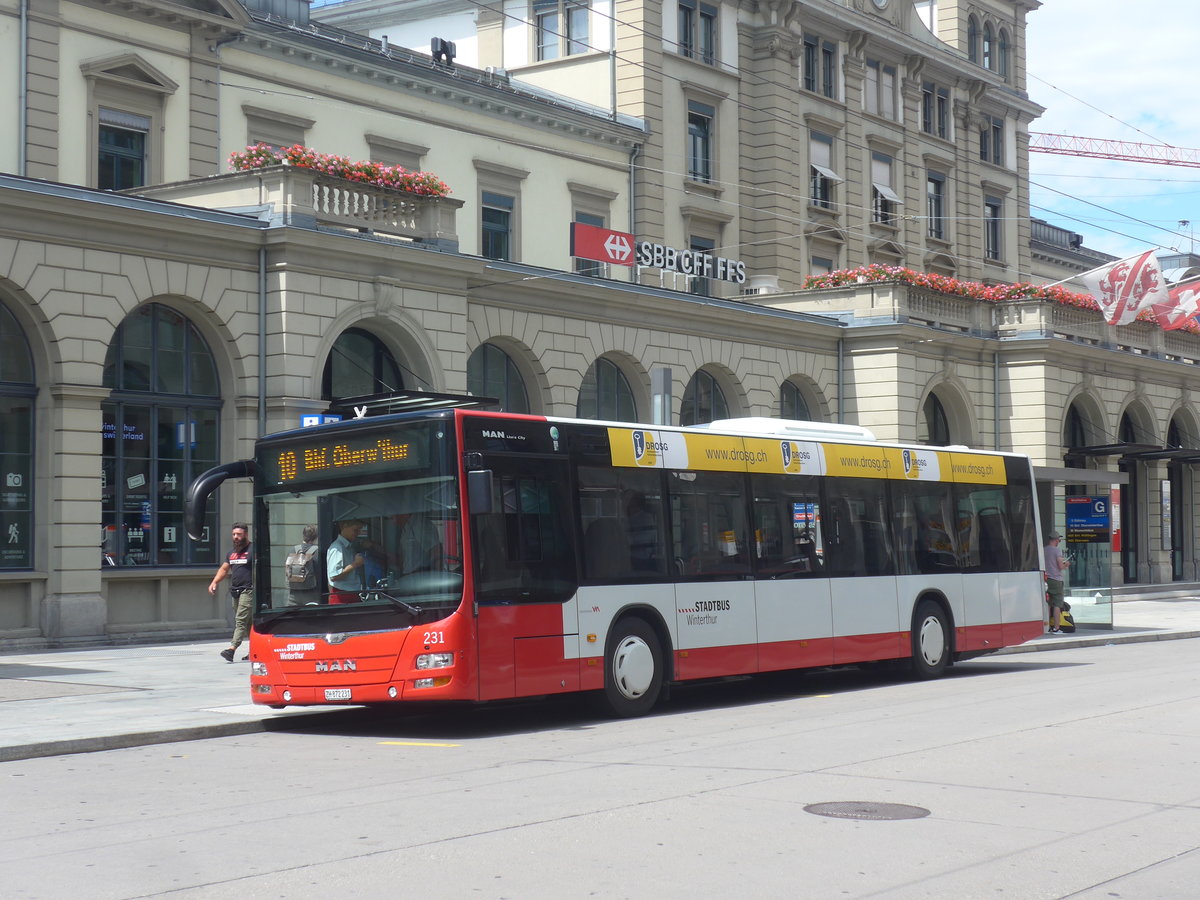 (218'229) - SW Winterthur - Nr. 231/ZH 872'231 - MAN am 28. Juni 2020 beim Hauptbahnhof Winterthur