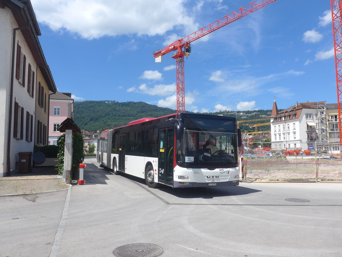 (218'380) - PostAuto Wallis - Nr. 61/VS 26'738 - MAN (ex Lathion, Sion Nr. 61) am 4. Juli 2020 beim Bahnhof Delmont