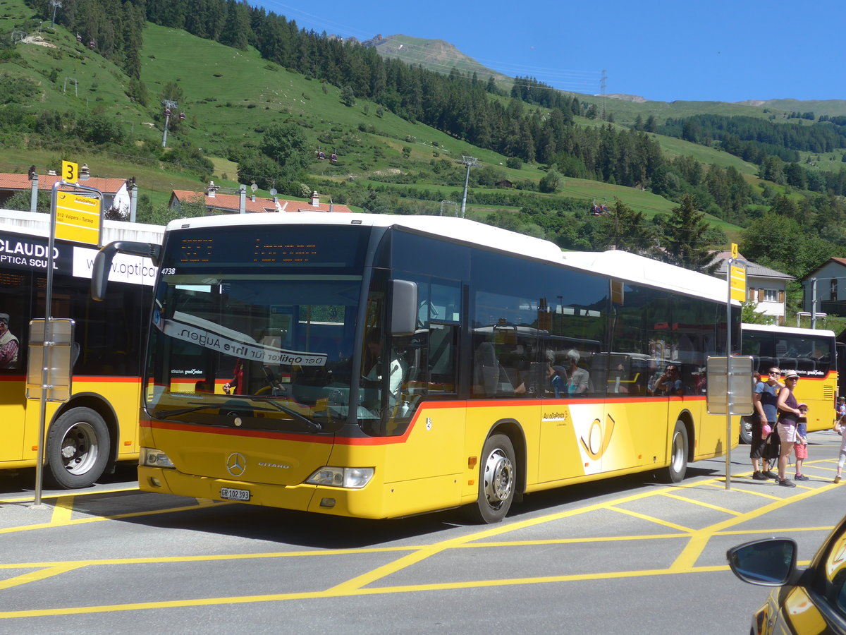 (218'472) - PostAuto Graubnden - GR 102'393 - Mercedes am 5. Juli 2020 beim Bahnhof Scuol-Tarasp