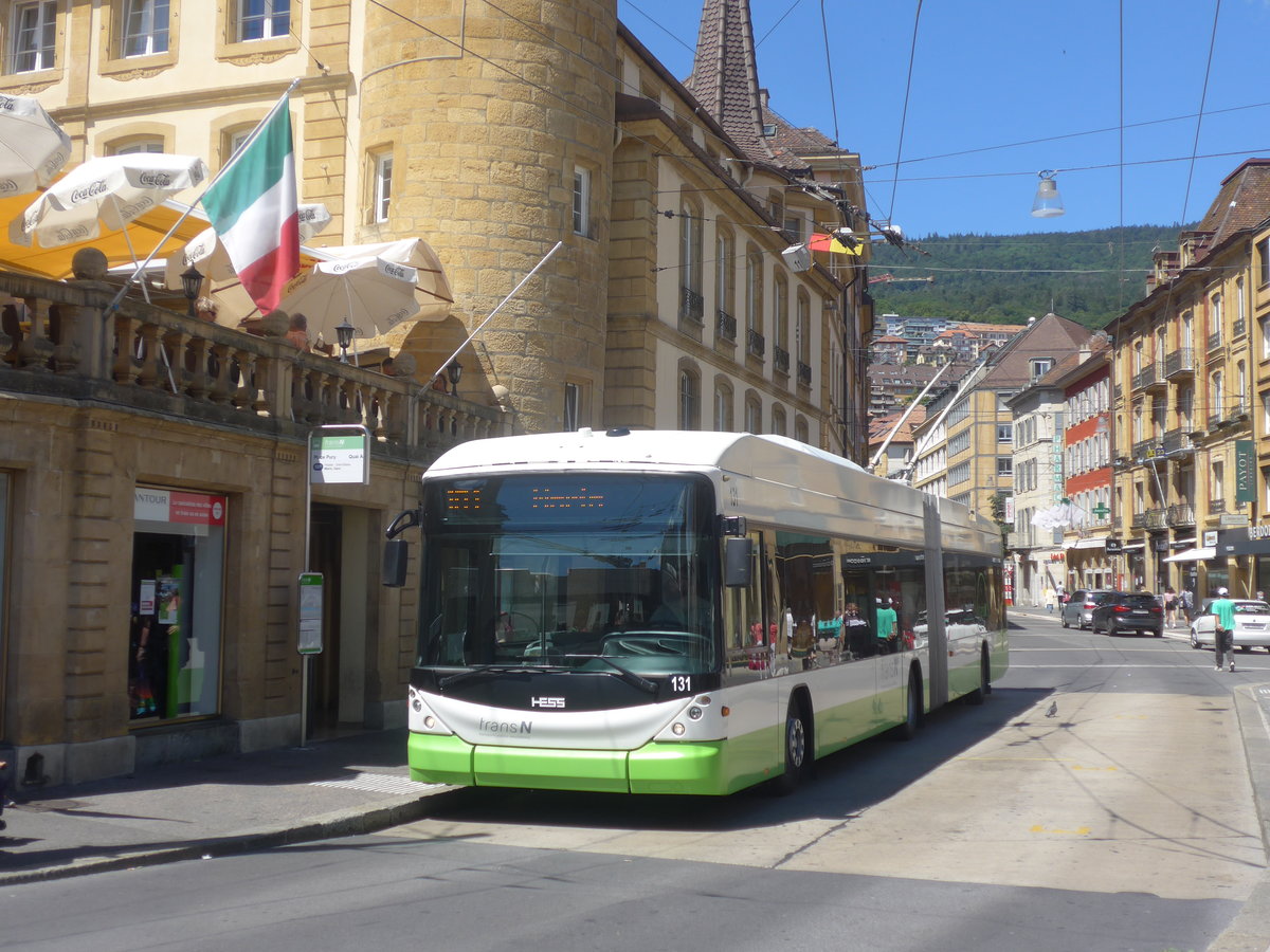 (218'556) - transN, La Chaux-de-Fonds - Nr. 131 - Hess/Hess Gelenktrolleybus (ex TN Neuch�tel Nr. 131) am 6. Juli 2020 in Neuch�tel, Place Pury
