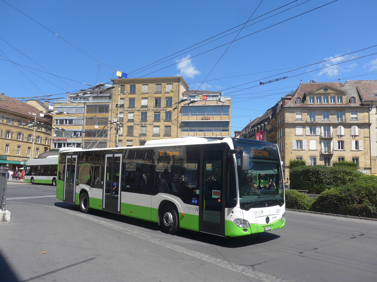 (218'558) - transN, La Chaux-de-Fonds - Nr. 231/NE 195'231 - Mercedes am 6. Juli 2020 in Neuch�tel, Place Pury