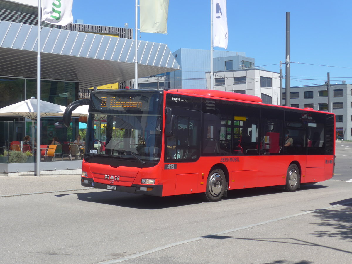 (219'226) - Bernmobil, Bern - Nr. 413/BE 716'413 - MAN am 27. Juli 2020 beim Bahnhof Bern Brnnen Westside