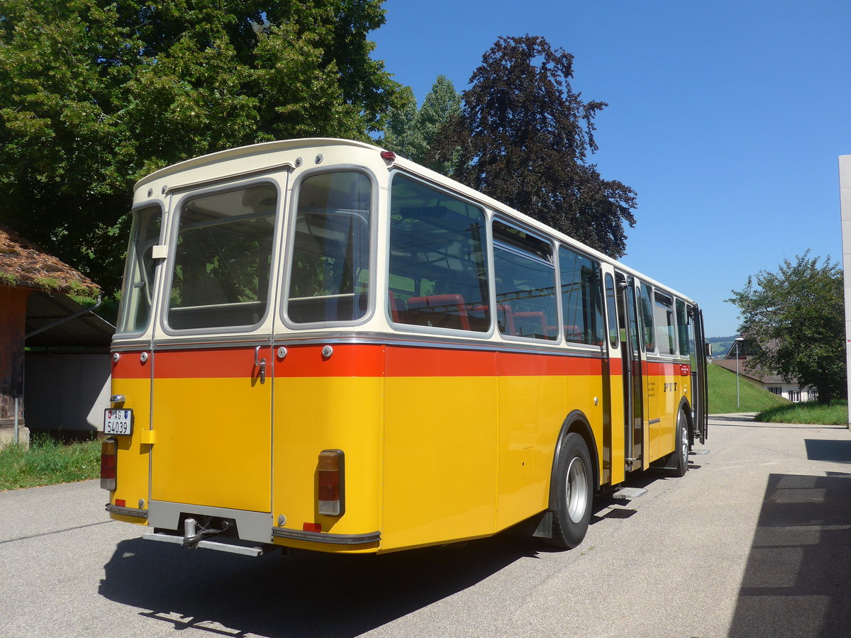 (219'575) - Birchler, Remetschwil - AG 54'039 - FBW/Tscher (ex Gerber, Winkel; ex Eggenberger, Mriken; ex Tanner, Bubendorf; ex P 24'803) am 9. August 2020 beim Bahnhof Emmenmatt