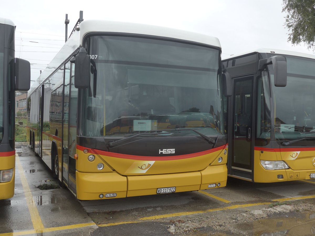 (220'300) - CarPostal Ouest - VD 117'922 - Scania/Hess (ex PostAuto Wallis; ex In Albon, Visp) am 30. August 2020 in Yverdon, Garage