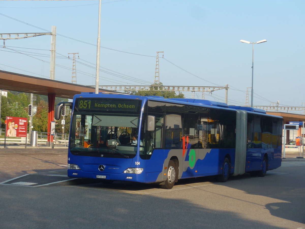 (220'567) - VZO Grningen - Nr. 104/ZH 745'104 - Mercedes am 12. September 2020 beim Bahnhof Wetzikon