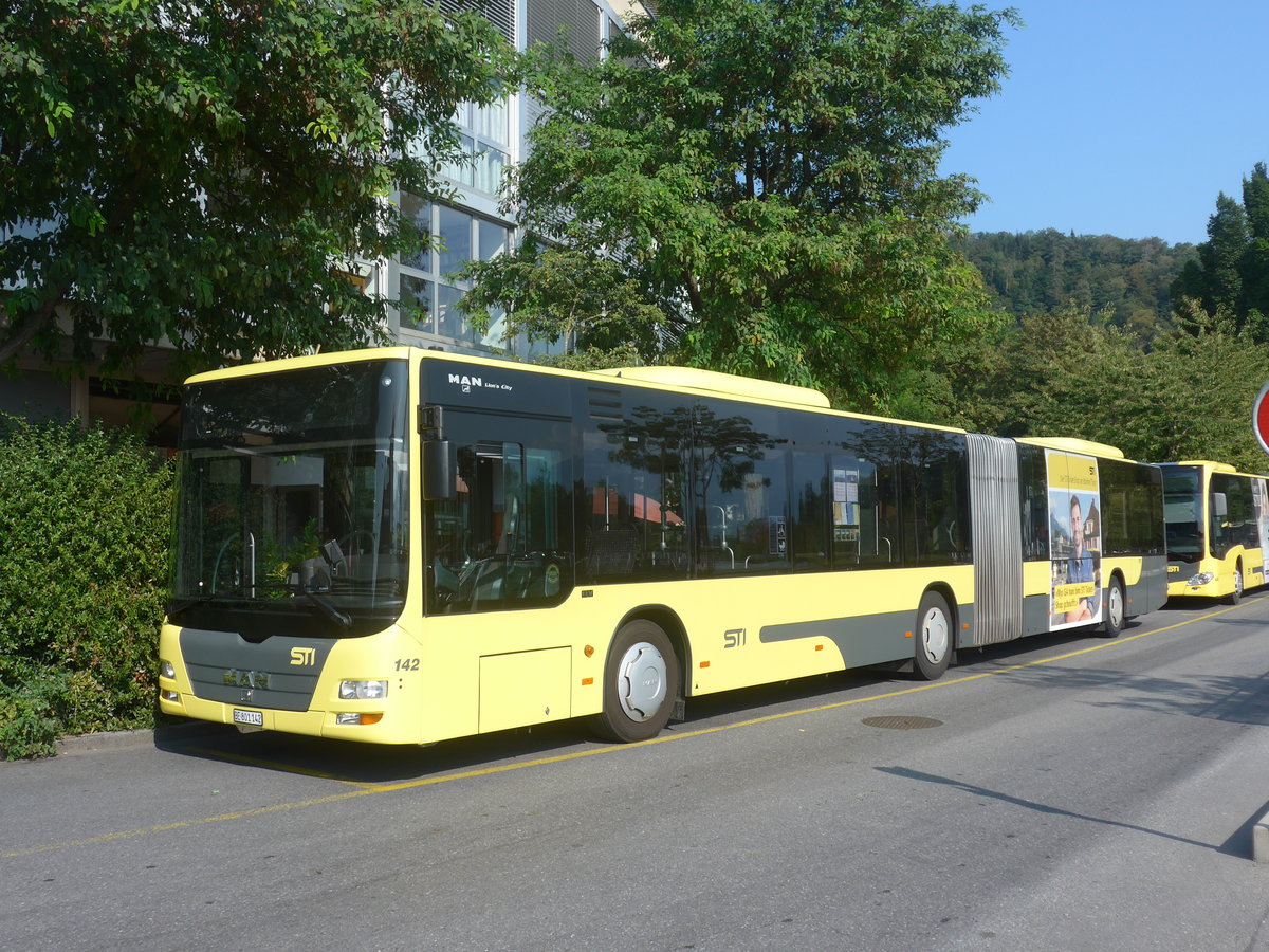 (220'768) - STI Thun - Nr. 142/BE 801'142 - MAN am 13. September 2020 bei der Schiffl�ndte Thun