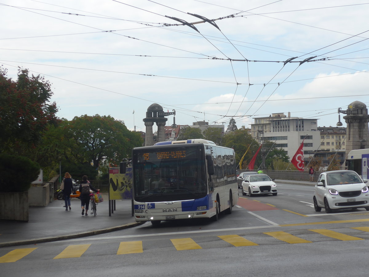 (221'042) - TL Lausanne - Nr. 314/VD 188'738 - MAN am 23. September 2020 in Lausanne, Chauderon