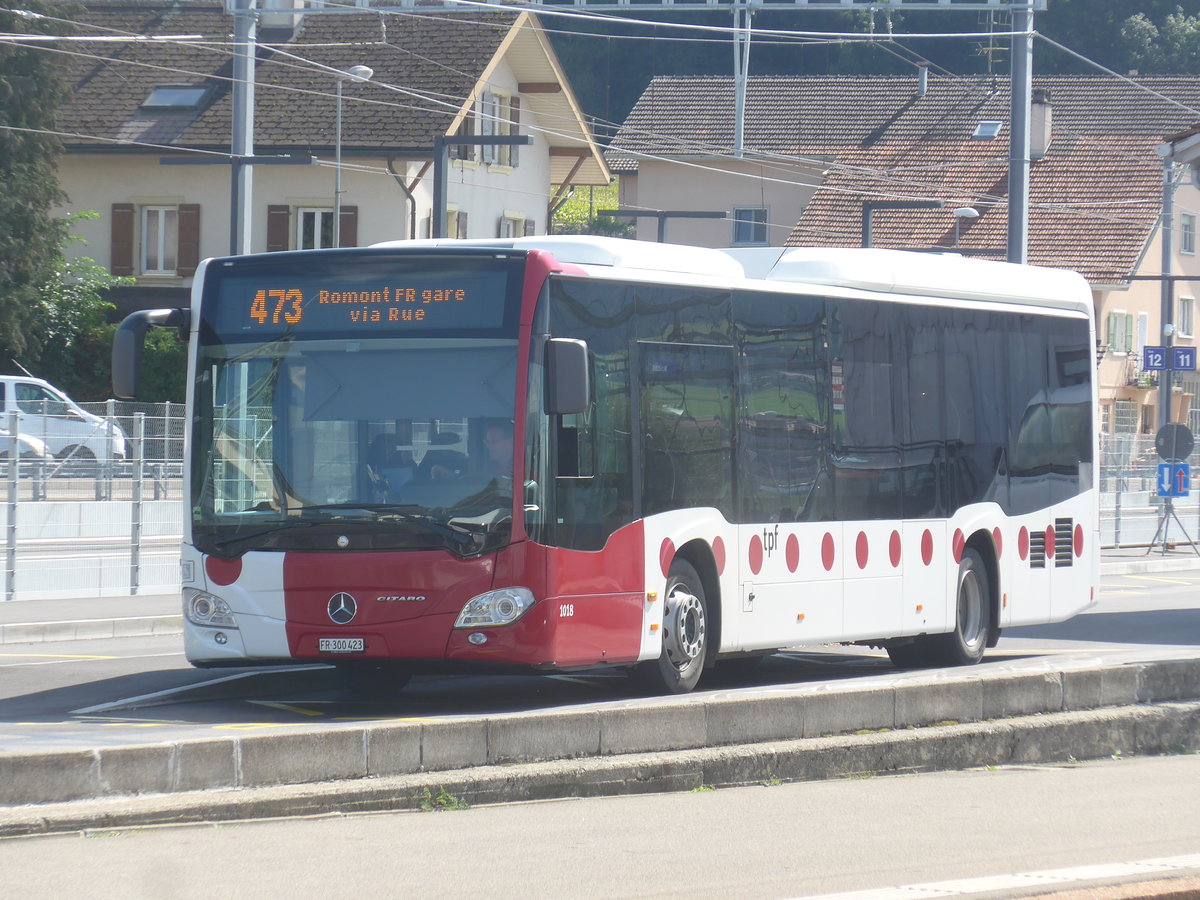(221'104) - TPF Fribourg - Nr. 1018/FR 300'423 - Mercedes am 23. September 2020 beim Bahnhof Pal�zieux
