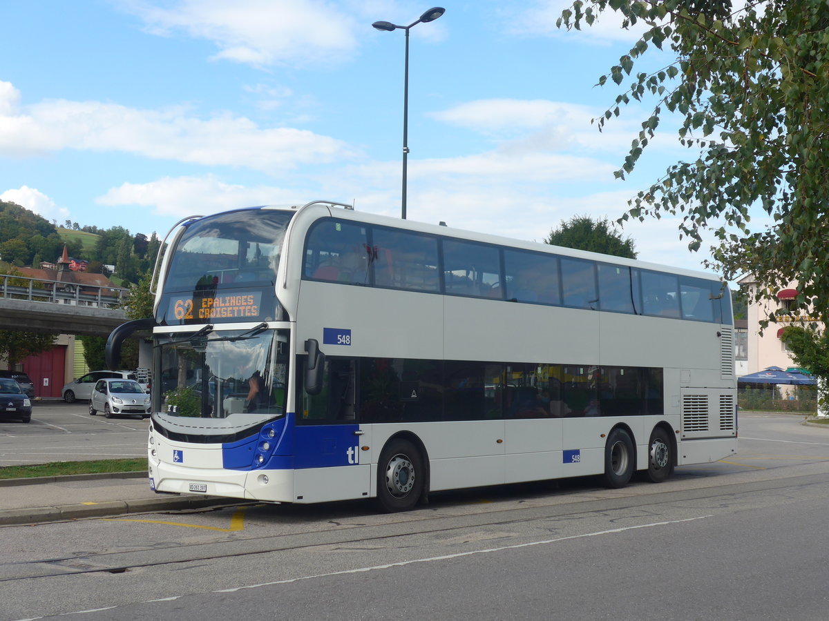 (221'134) - TL Lausanne - Nr. 548/VD 261'397 - Alexander Dennis am 23. September 2020 beim Bahnhof Moudon