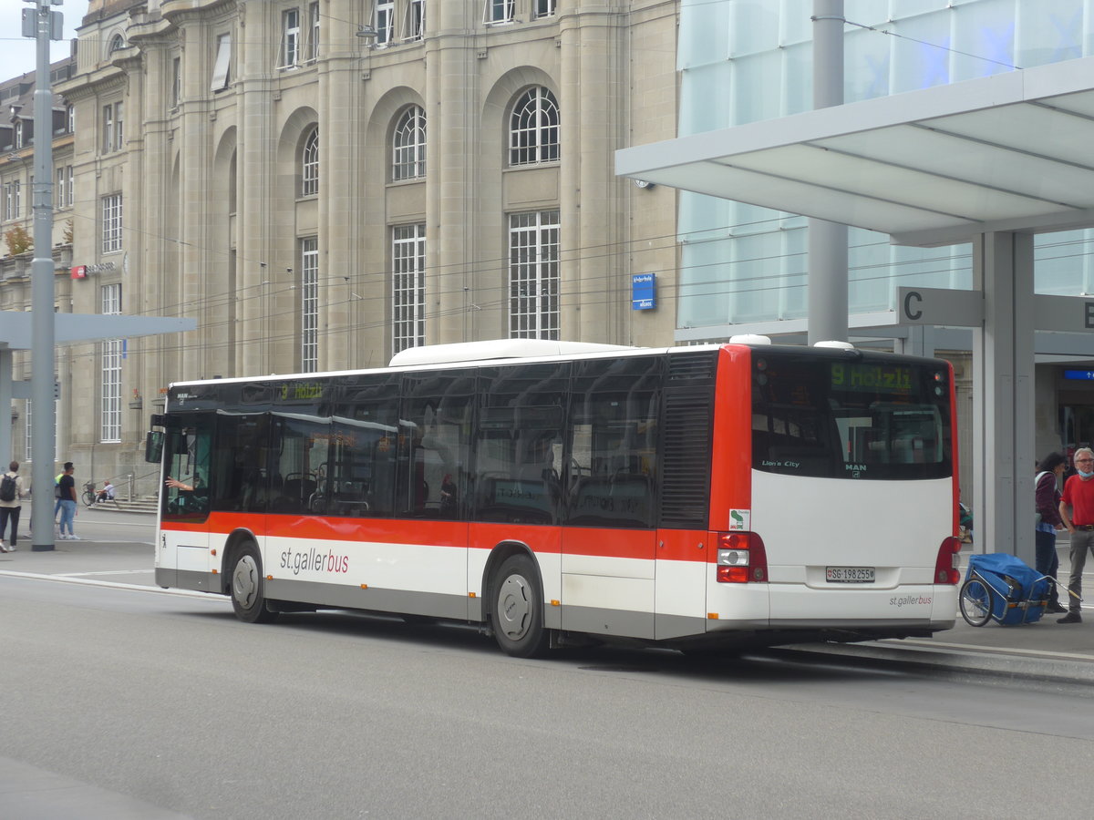 (221'262) - St. Gallerbus, St. Gallen - Nr. 255/SG 198'255 - MAN am 24. September 2020 beim Bahnhof St. Gallen