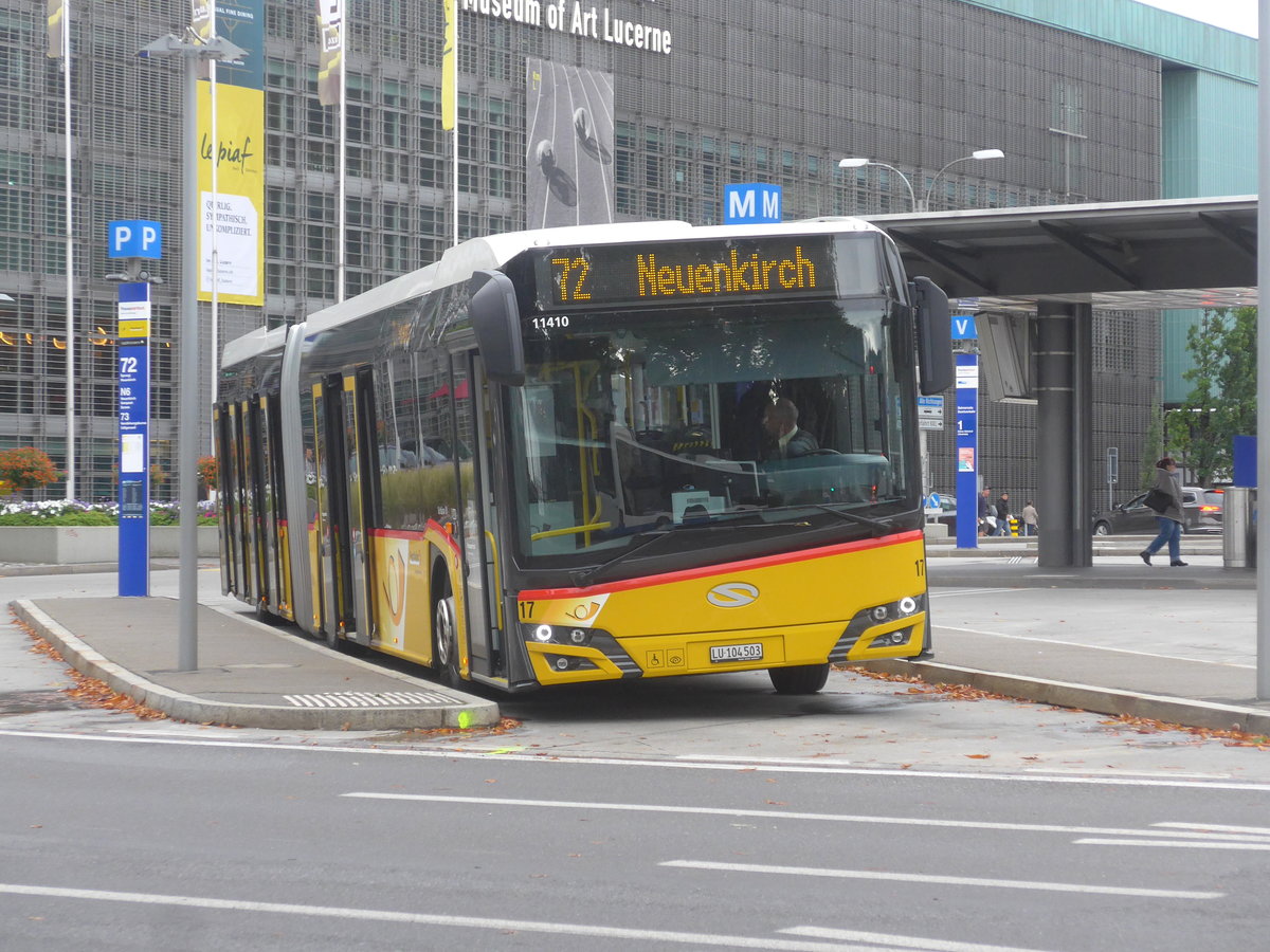 (221'382) - SB Trans, Sursee - Nr. 17/LU 104'503 - Solaris am 25. September 2020 beim Bahnhof Luzern