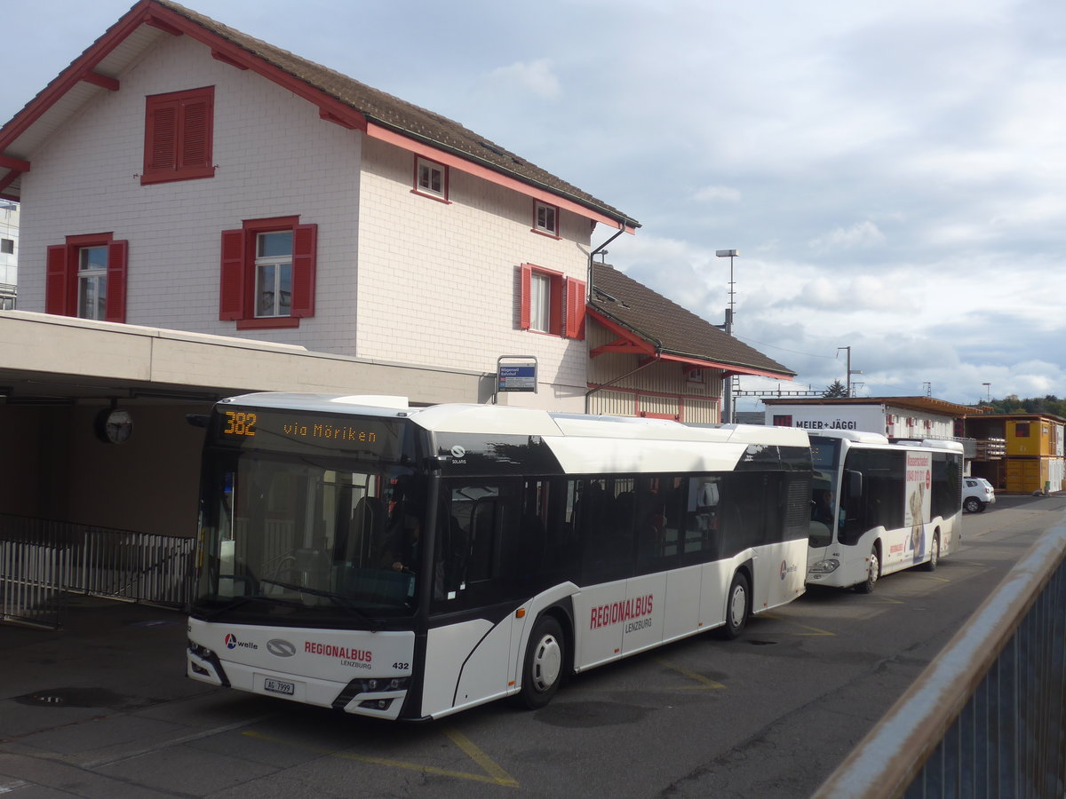 (221'526) - Knecht, Windisch - Nr. 432/AG 7999 - Solaris am 27. September 2020 beim Bahnhof Mgenwil (ohne Aussenspiegel!)