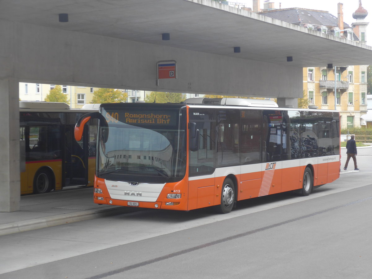 (222'257) - AOT Amriswil - Nr. 413/TG 691 - MAN am 21. Oktober 2020 in Arbon, Bushof