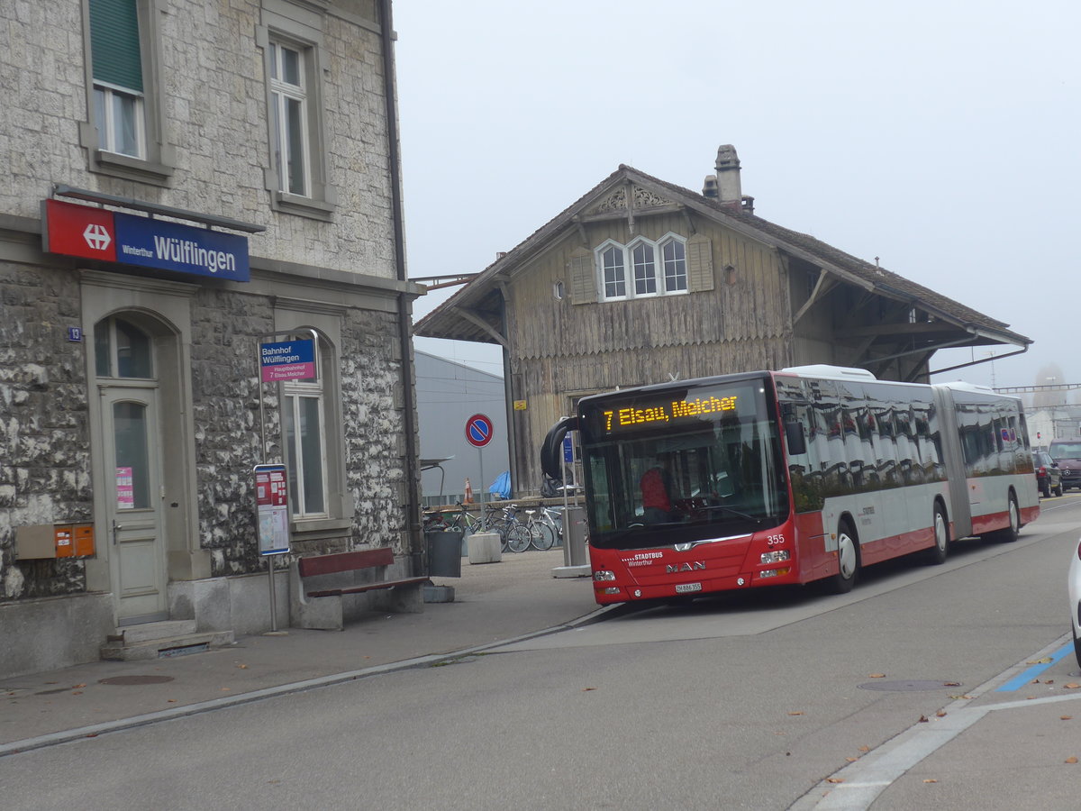 (222'672) - SW Winterthur - Nr. 355/ZH 886'355 - MAN am 25. Oktober 2020 beim Bahnhof Winterthur W�lflingen