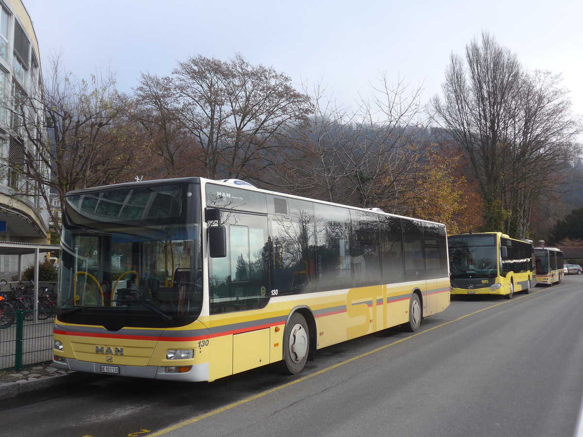 (222'967) - STI Thun - Nr. 130/BE 801'130 - MAN am 8. Dezember 2020 bei der Schiffl�ndte Thun