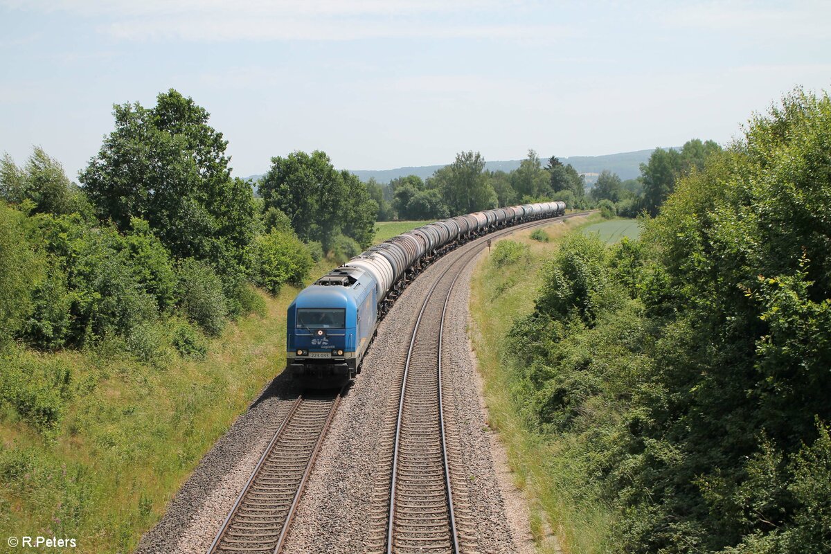 223 033 mit Kesselzug aus Cheb nach Hof bei Thölau. 19.06.22