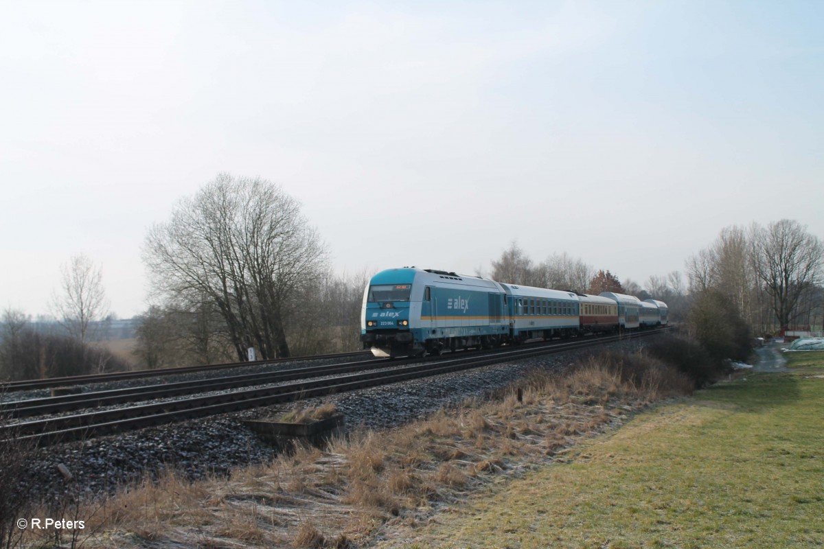 223 064 mit dem ALX84102 München -  Hof bei Schönfeld/Wiesau. 27.02.16