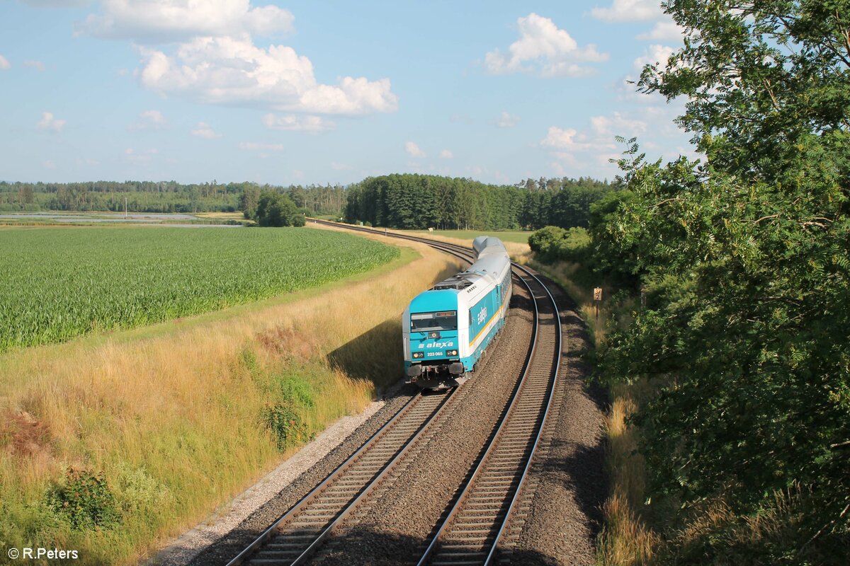 223 065 mit dem RE2 ALX79861 München - Hof bei Oberteich. 30.06.22