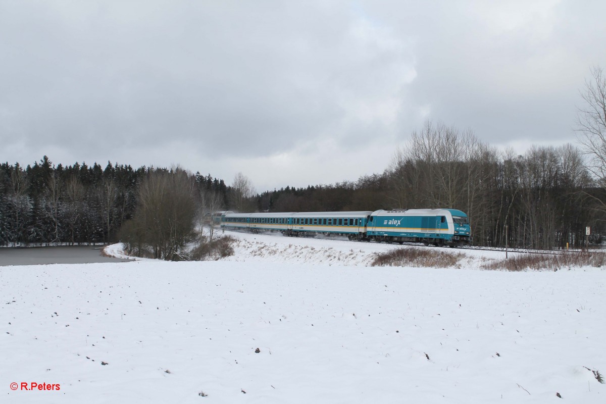 223 067 mit dem ALX841115 Hof - München bei Oberteich. 27.01.15