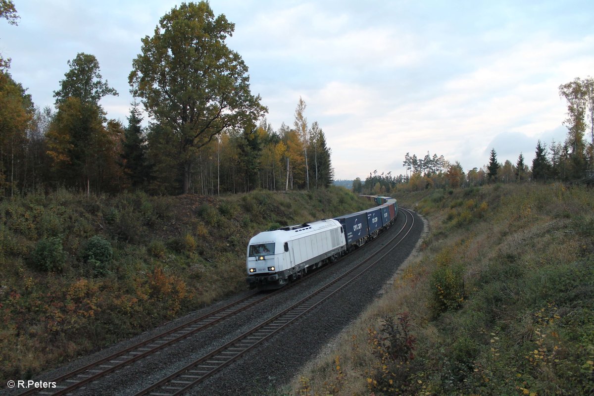 223 143 erreicht gleich Wiesau mit dem Containerzug Hamburg - Wiesau. 21.10.16