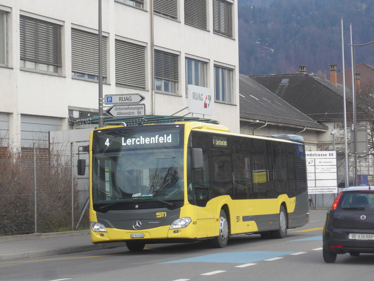 (223'020) - STI Thun - Nr. 405/BE 843'405 - Mercedes am 14. Dezember 2020 in Thun, Allmendstrasse Polygon