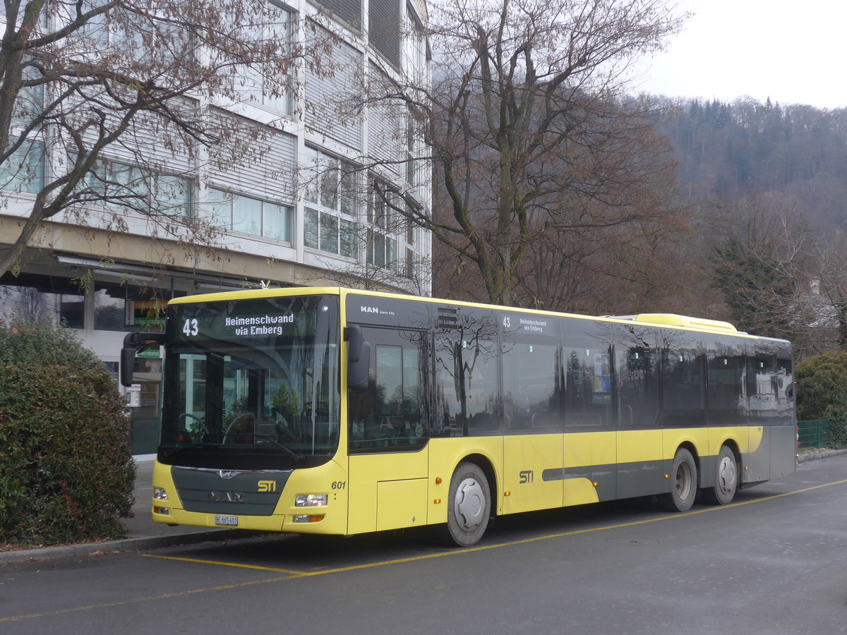 (223'259) - STI Thun - Nr. 601/BE 865'601 - MAN am 3. Januar 2021 bei der Schiffl�ndte Thun
