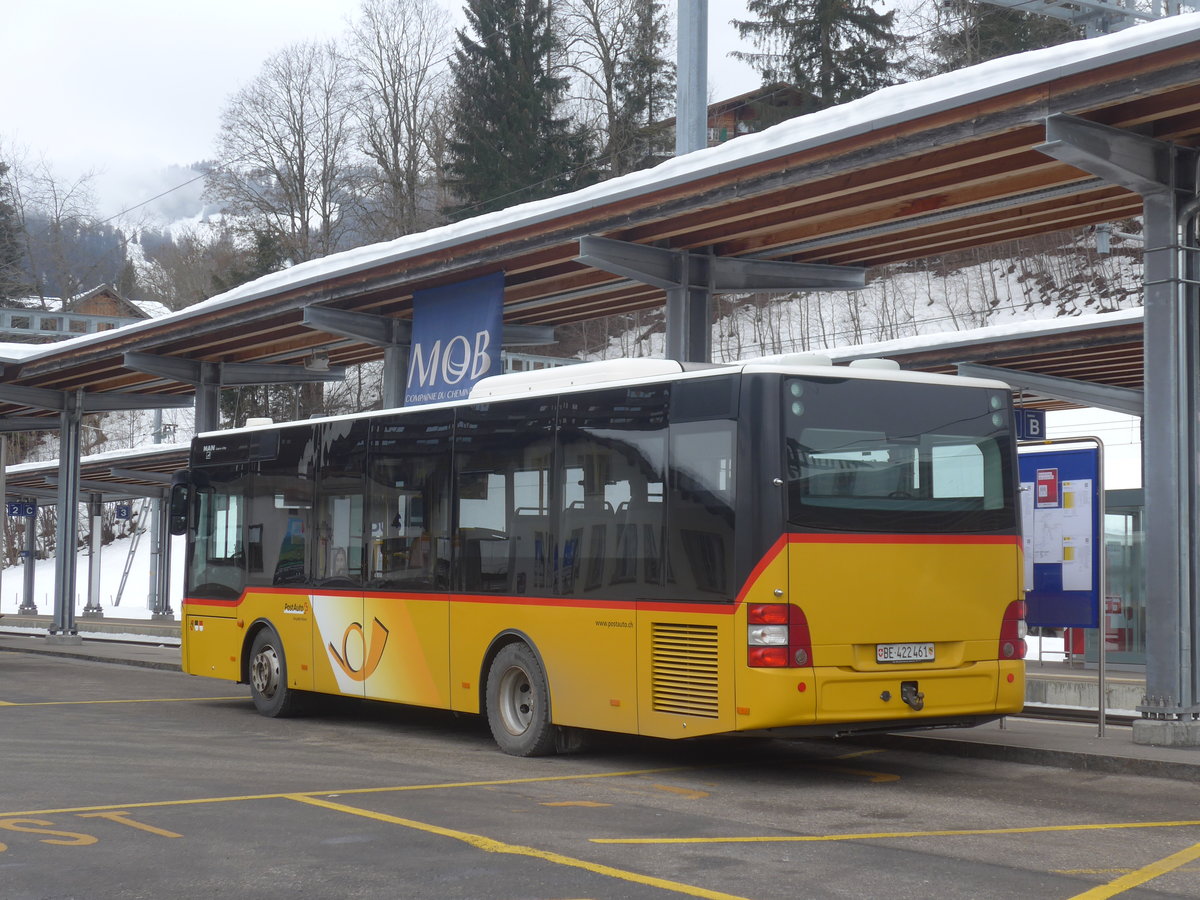 (223'461) - PostAuto Bern - BE 422'461 - MAN/G�ppel (ex AVG Meiringen Nr. 61) am 7. Februar 2021 beim Bahnhof Gstaad