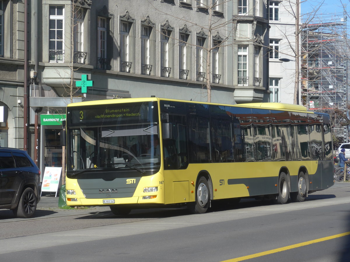 (223'648) - STI Thun - Nr. 147/BE 801'147 - MAN am 20. Februar 2021 in Thun, Bahnhofstrasse