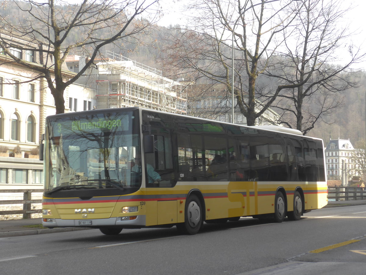 (223'727) - STI Thun - Nr. 139/BE 801'139 - MAN am 24. Februar 2021 in Thun, Postbr�cke