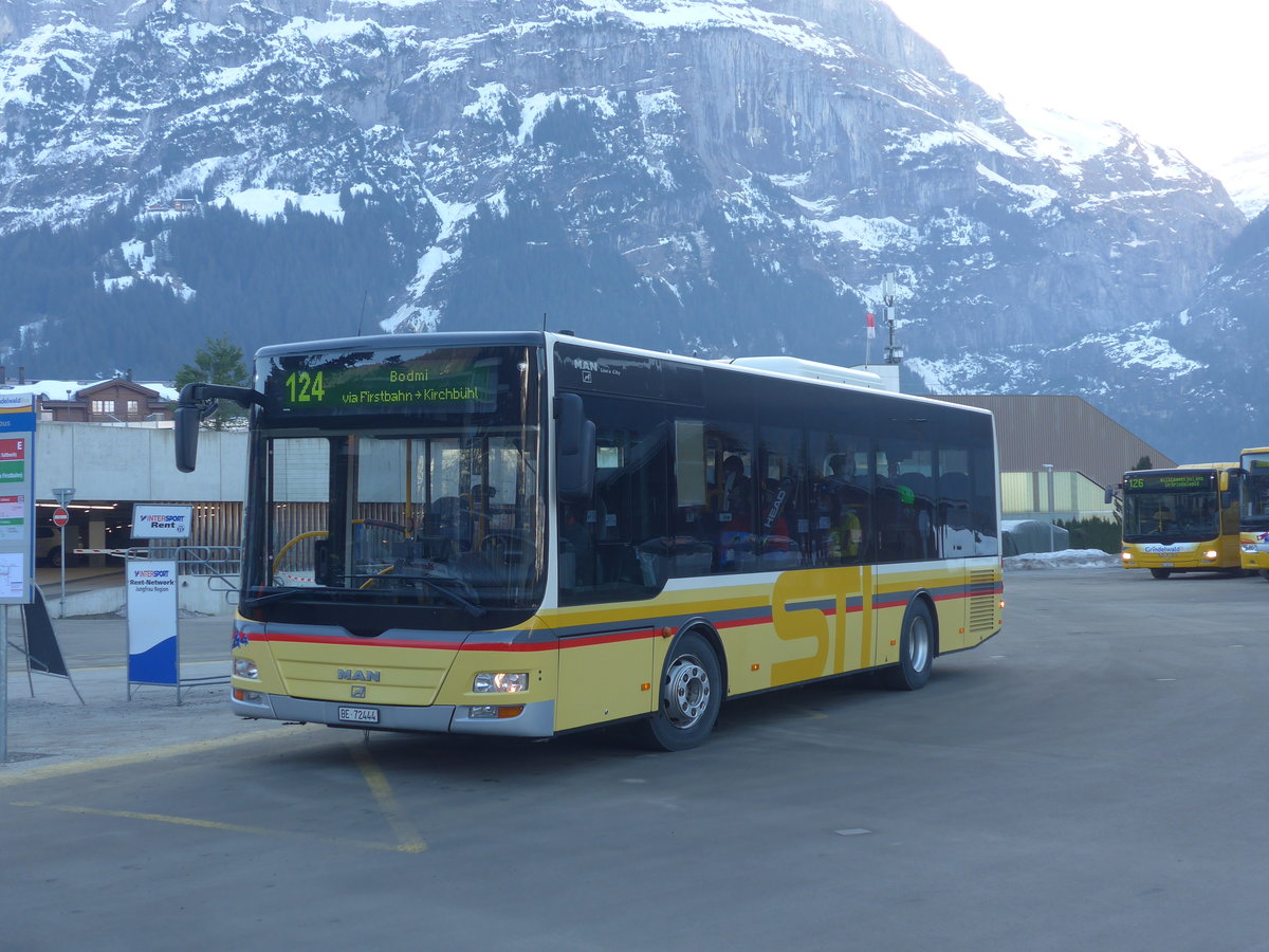 (223'826) - Grindelwaldbus, Grindelwald - Nr. 17/BE 72'444 - MAN/G�ppel (ex STI Thun Nr. 133) am 28. Februar 2021 beim Bahnhof Grindelwald