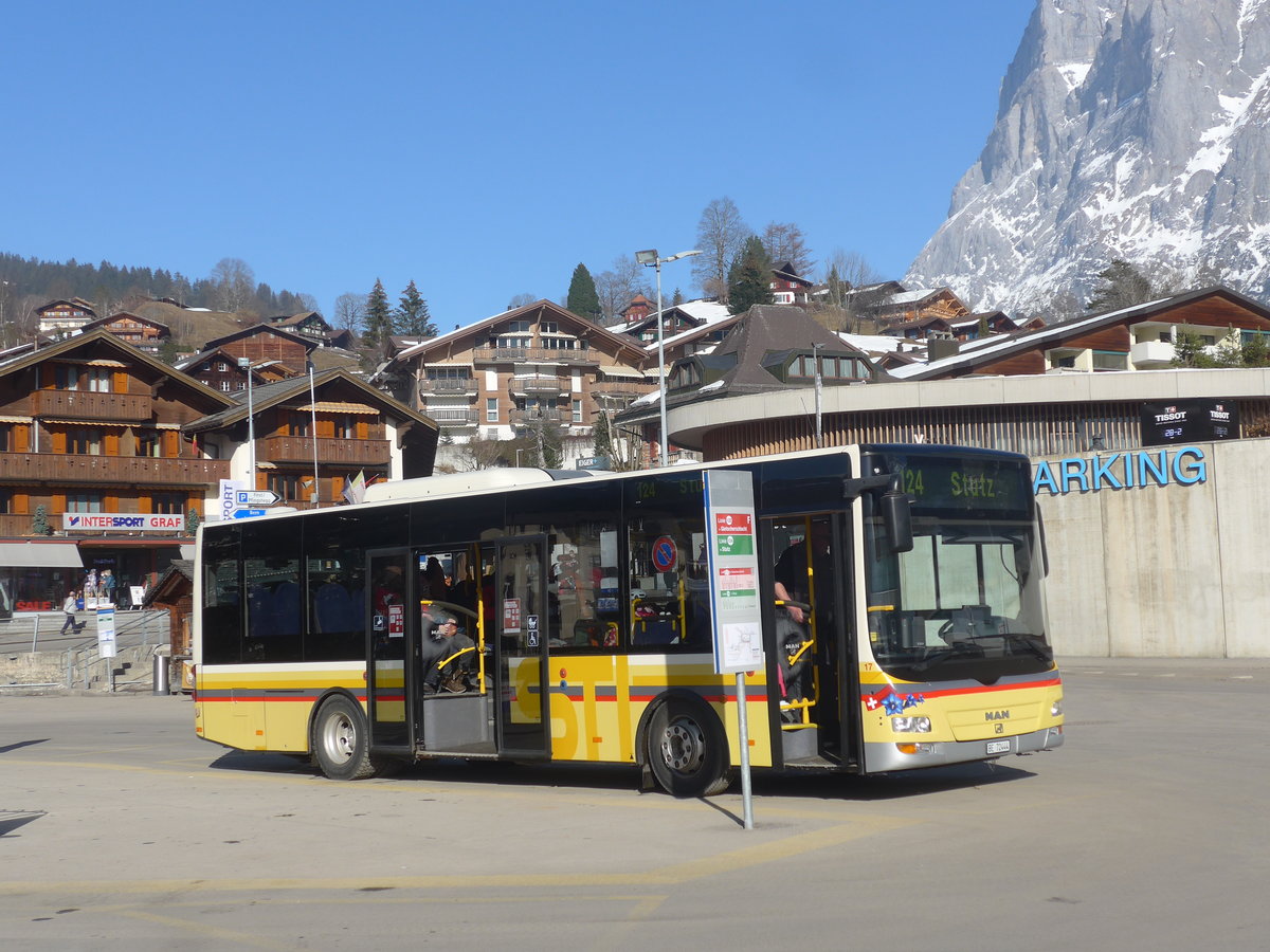 (223'896) - Grindelwaldbus, Grindelwald - Nr. 17/BE 72'444 - MAN/G�ppel (ex STI Thun Nr. 133) am 28. Februar 2021 beim Bahnhof Grindelwald