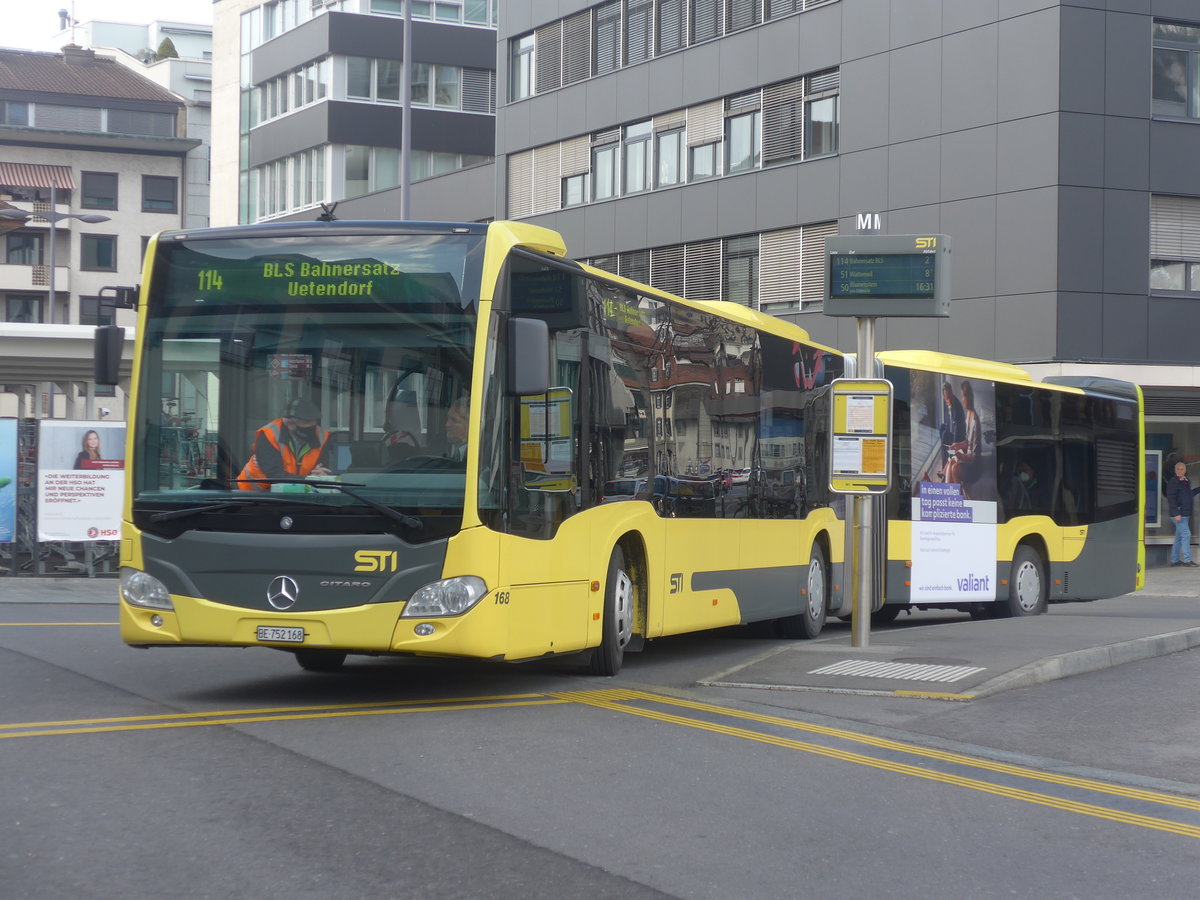 (224'046) - STI Thun - Nr. 168/BE 752'168 - Mercedes am 7. Mrz 2021 beim Bahnhof Thun