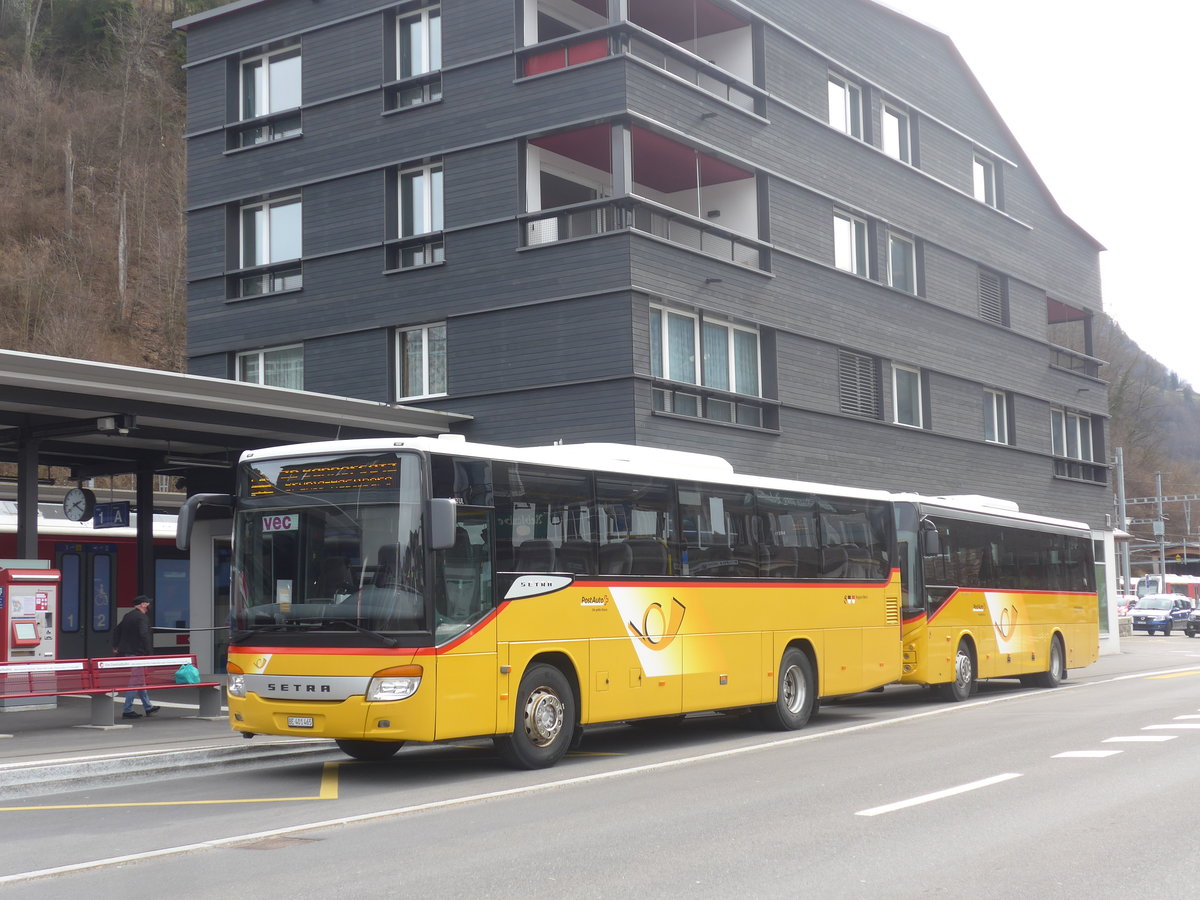 (224'082) - PostAuto Bern - BE 401'465 - Setra (ex AVG Meiringen Nr. 65) am 13. M�rz 2021 beim Bahnhof Giswil