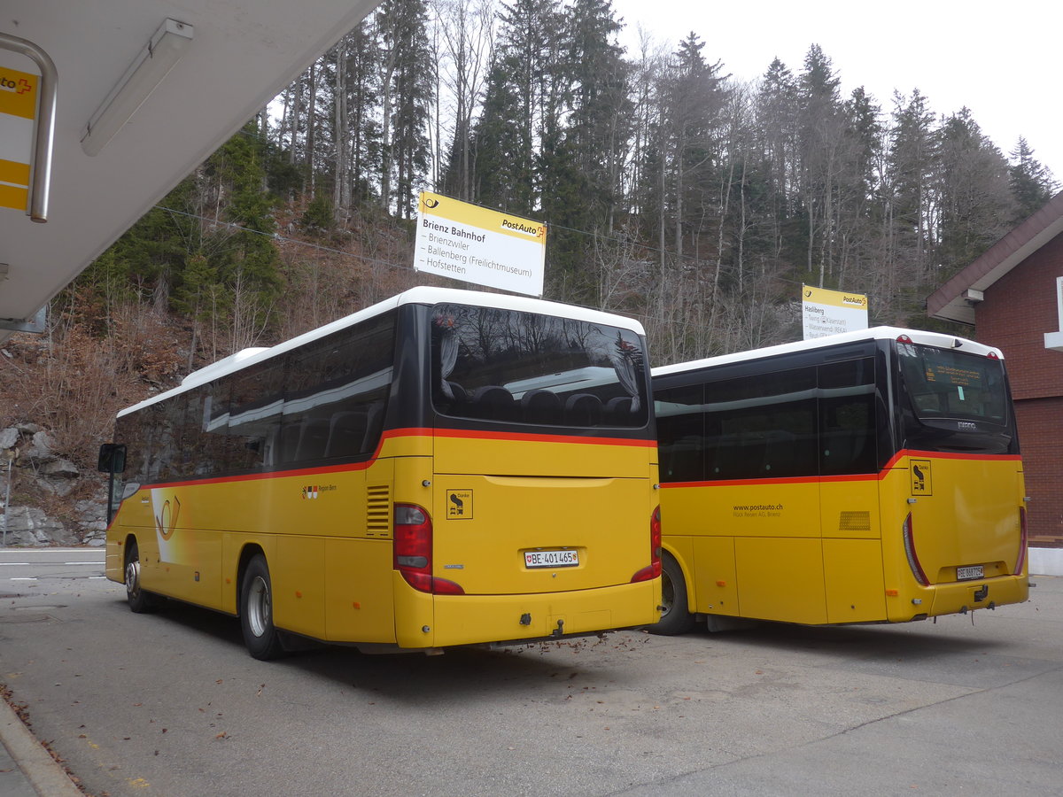 (224'101) - PostAuto Bern - BE 401'465 - Setra (ex AVG Meiringen Nr. 65) am 13. M�rz 2021 auf dem Br�nigpass