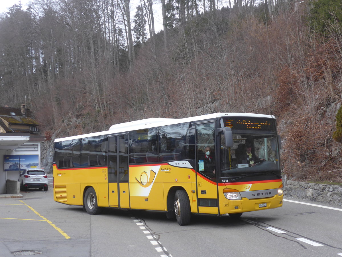 (224'120) - PostAuto Bern - BE 401'465 - Setra (ex AVG Meiringen Nr. 65) am 13. M�rz 2021 auf dem Br�nigpass