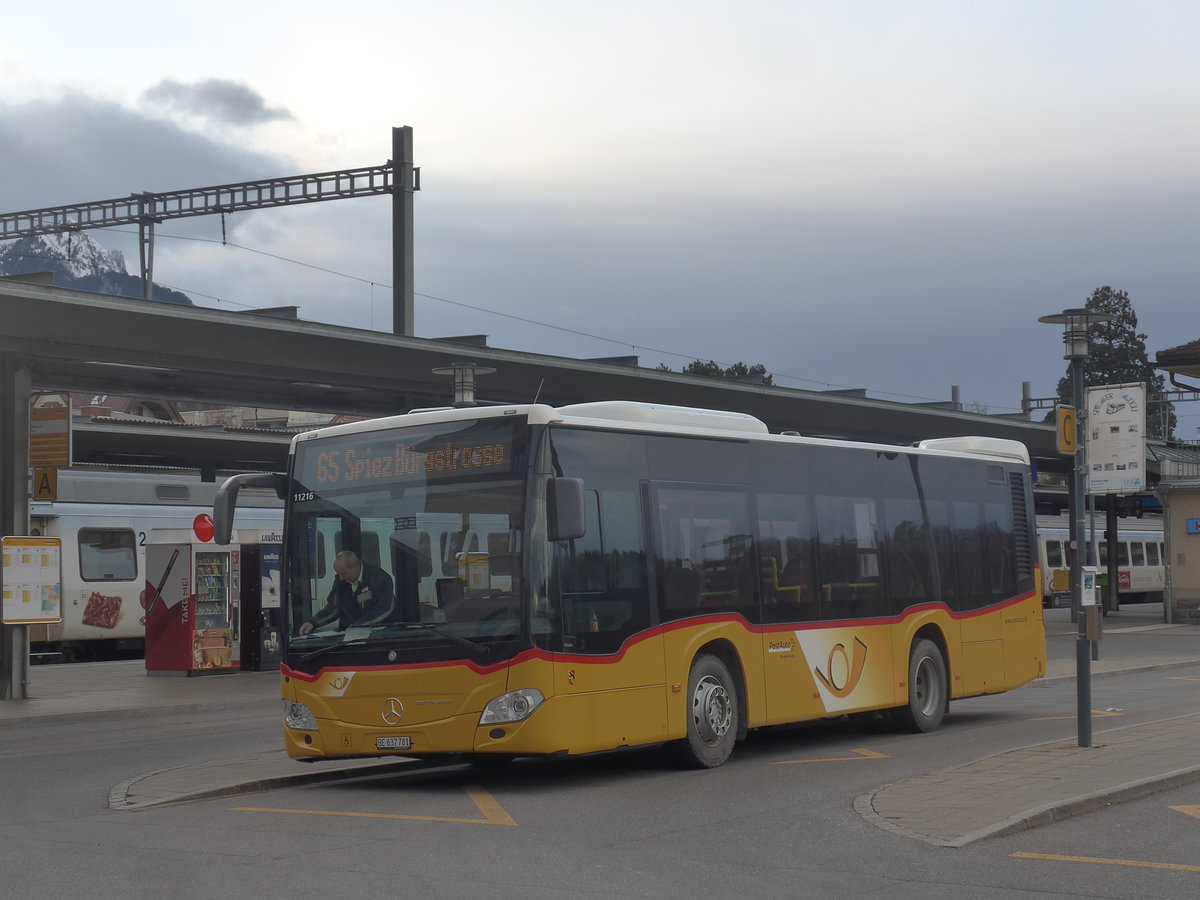 (224'131) - PostAuto Bern - BE 637'781 - Mercedes am 13. M�rz 2021 beim Bahnhof Spiez